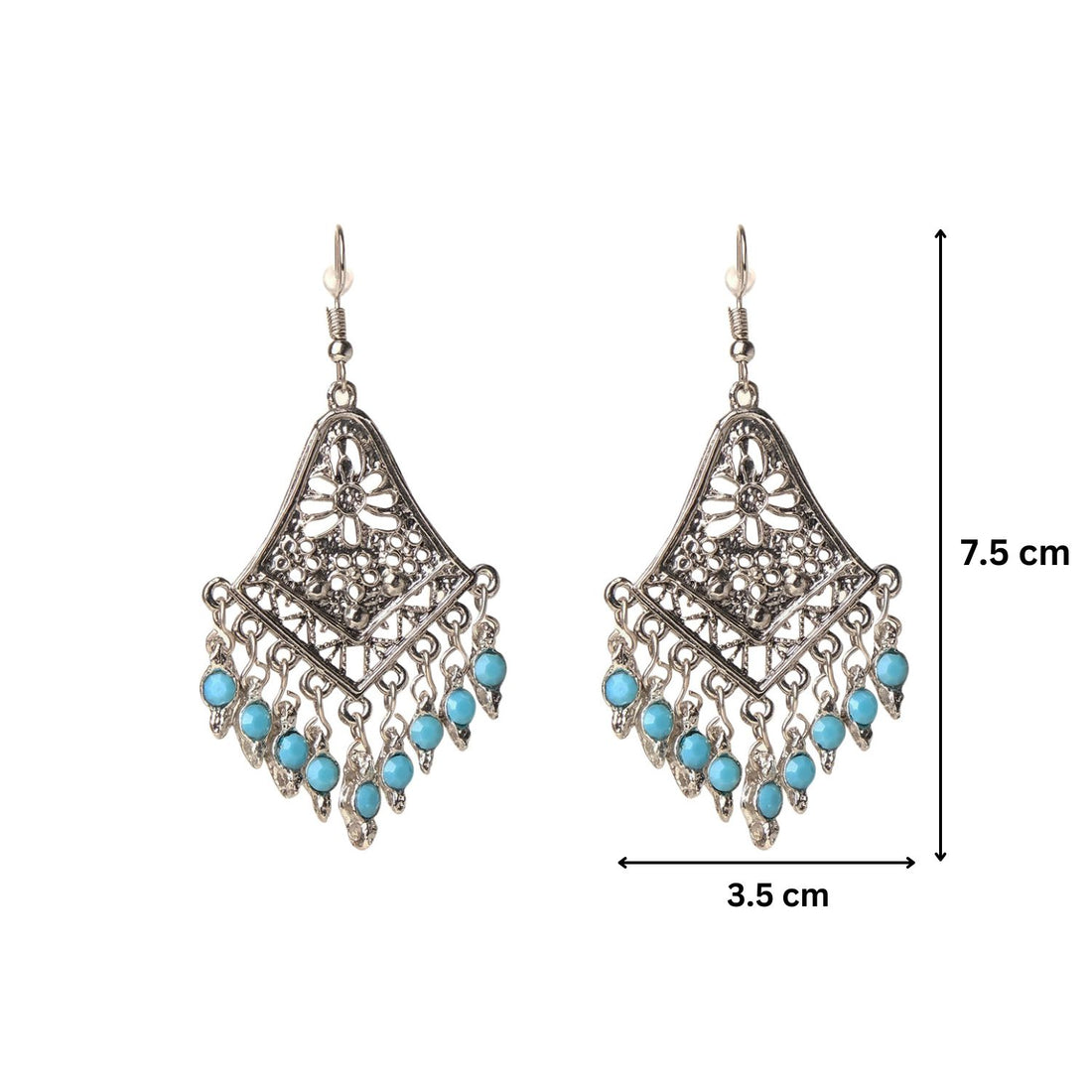 Silver Turquoise Allure Beads Hook Earrings