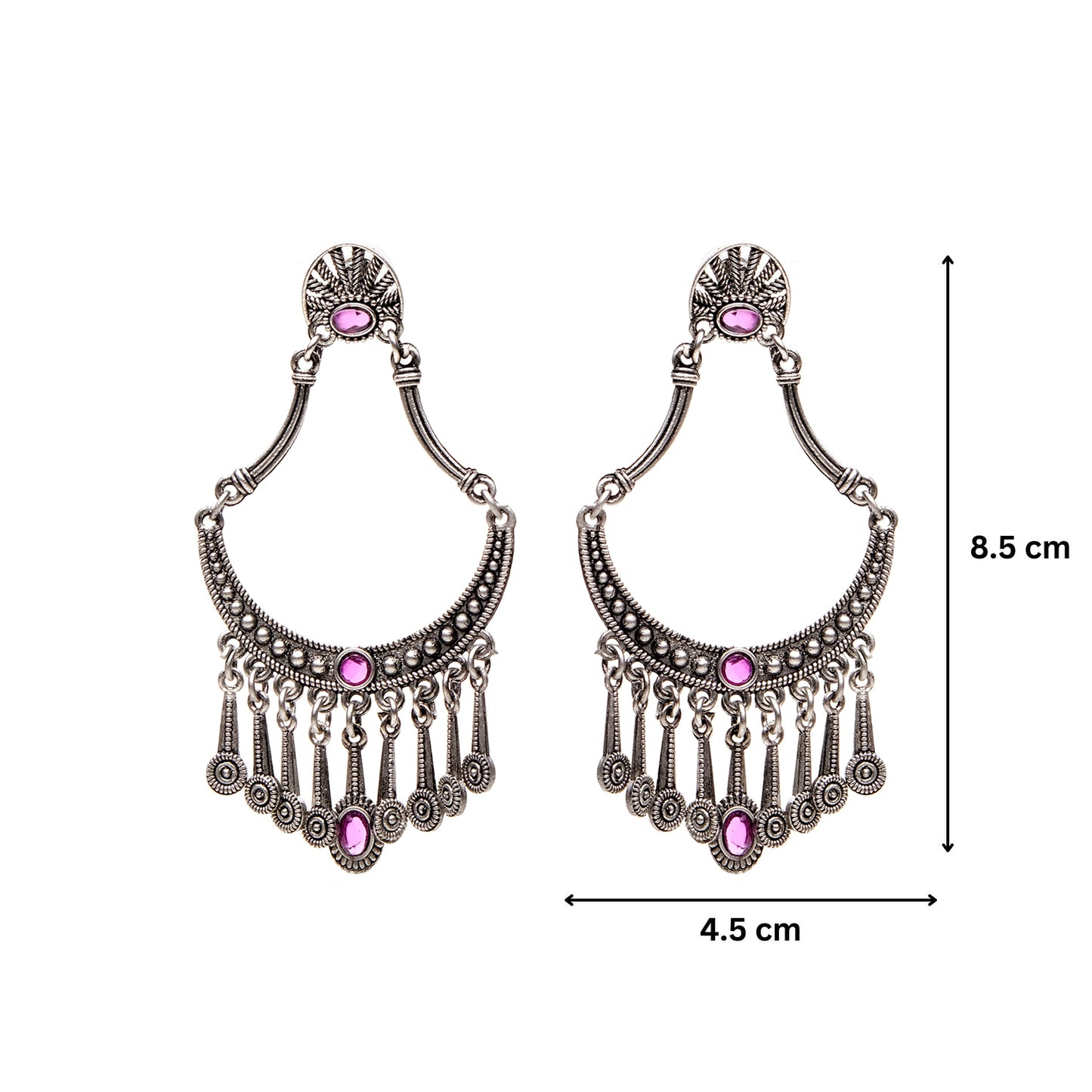 Pranali Silver Oxidised Earrings