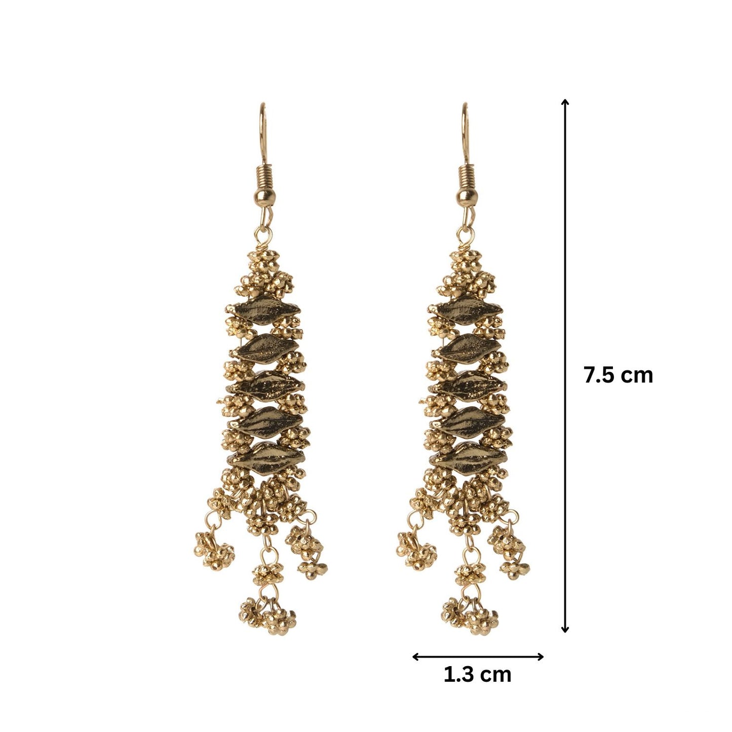 Antique Floral Beads Hook Earrings