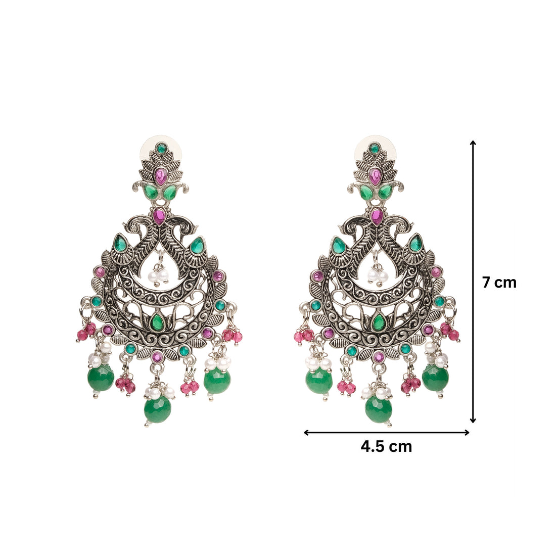 Silver Lightweight Peacock Beaded Earrings