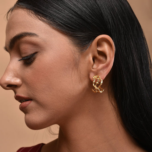 Crumble Gold Flake Hoop Earrings