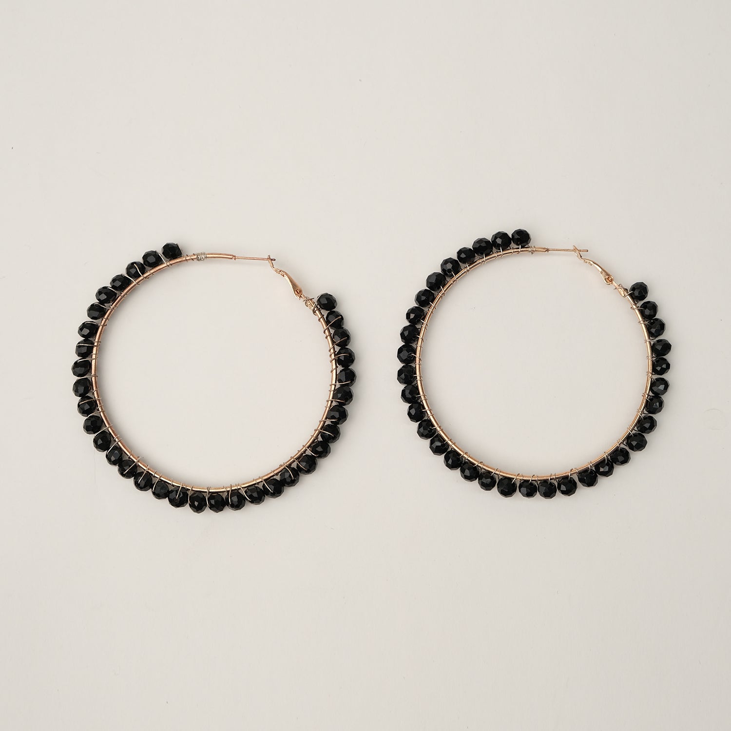 Crystal Beaded Large Hoops Earrings