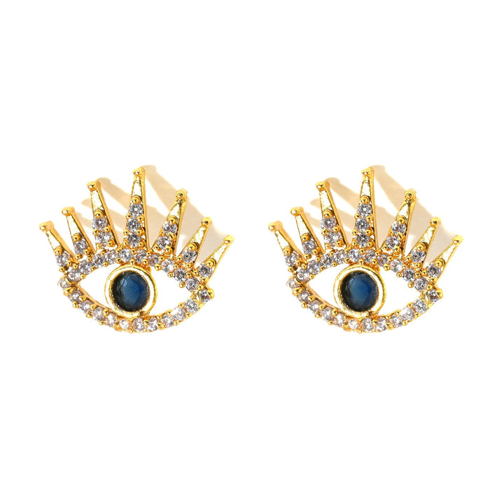 Cubic Zirconia AD Evil Eye Stud Earrings