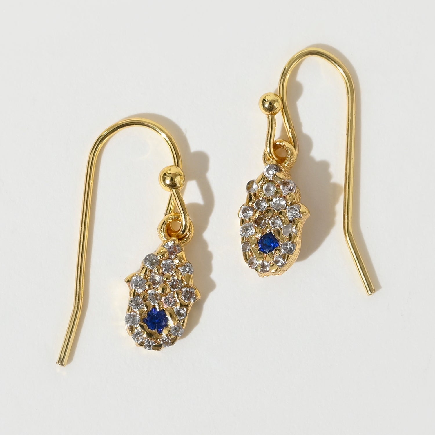 Cubic Zirconia AD  Hamsa Evil Eye Drop Earrings