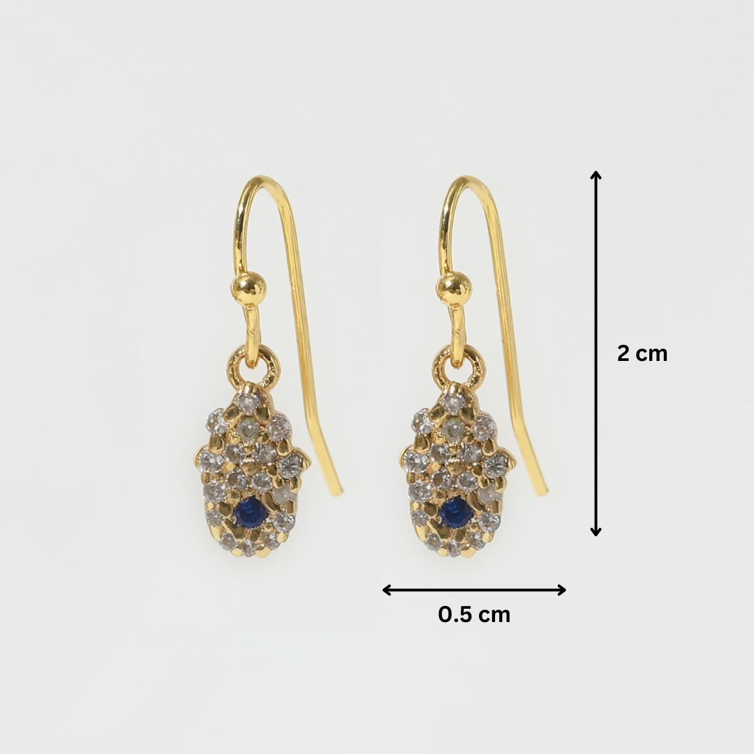 Cubic Zirconia AD  Hamsa Evil Eye Drop Earrings