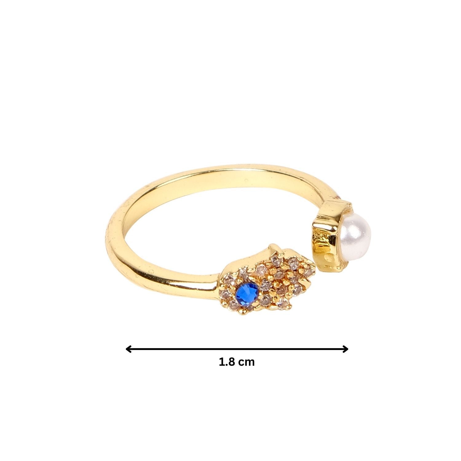 Cubic Zirconia AD Hamsa Evil Eye Ring