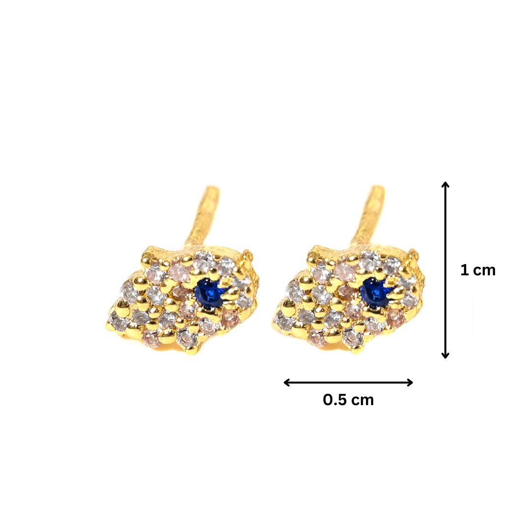 Cubic Zirconia AD Hamsa Evil Eye Stud Earrings