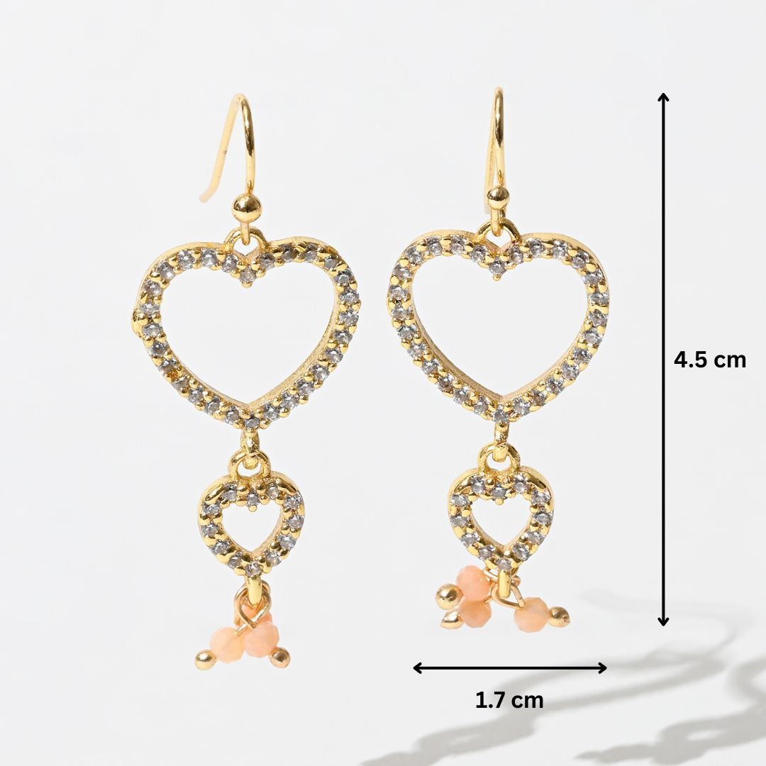 Cubic Zirconia AD  Heart Drop Earrings