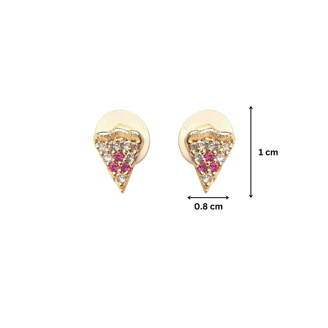 Cubic Zirconia Pizza Charm Stud Earrings