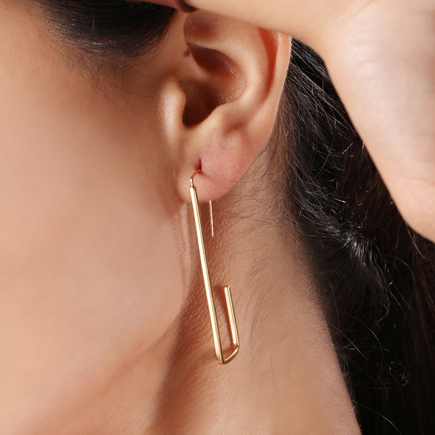 Long Geometric Hoop Earrings