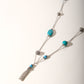 Silver Turquoise Beads Long Necklace