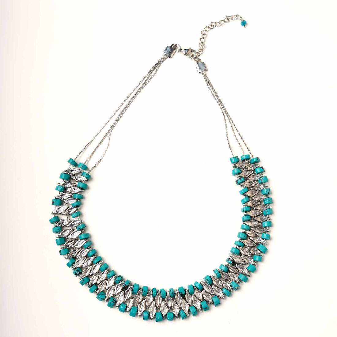 Silver Turquoise Tyre Necklace