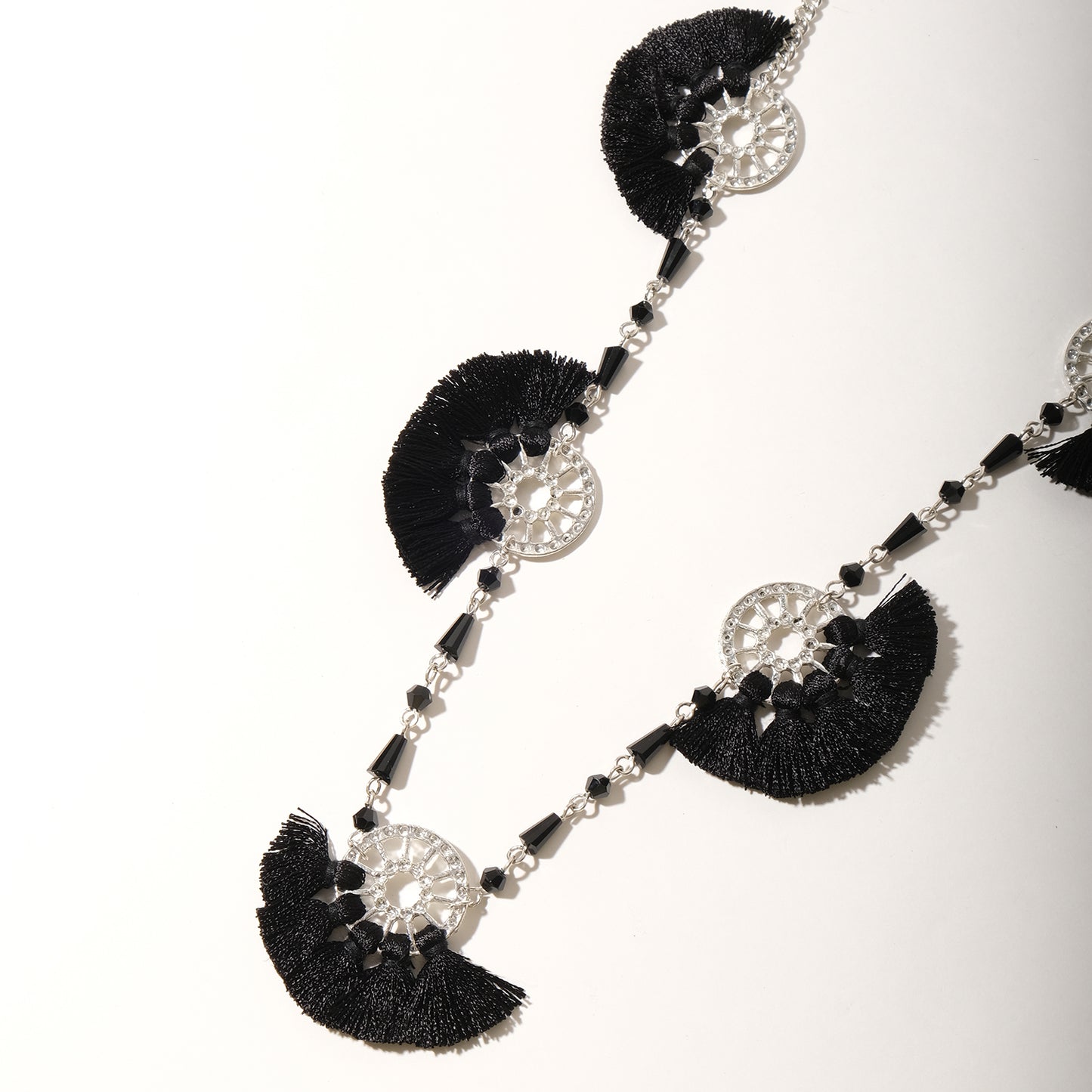 Black Silver Tassel Necklace
