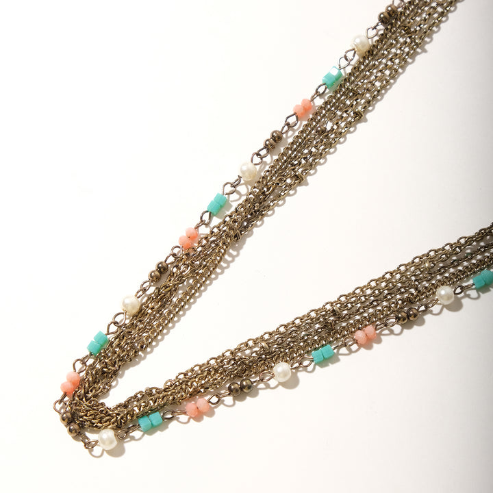 Vintage Multi Layered Beads Pearl Necklace