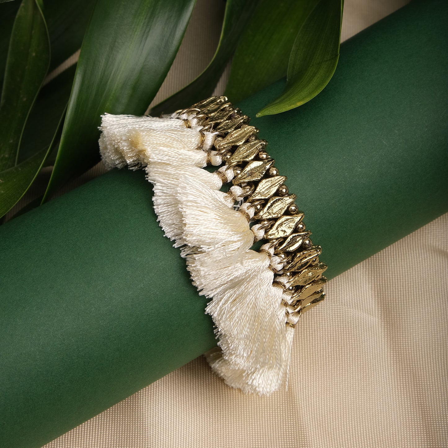White Tassel Beads Bracelet