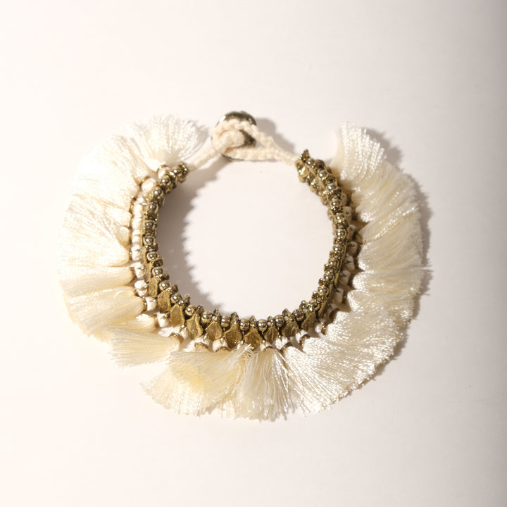 White Tassel Beads Bracelet