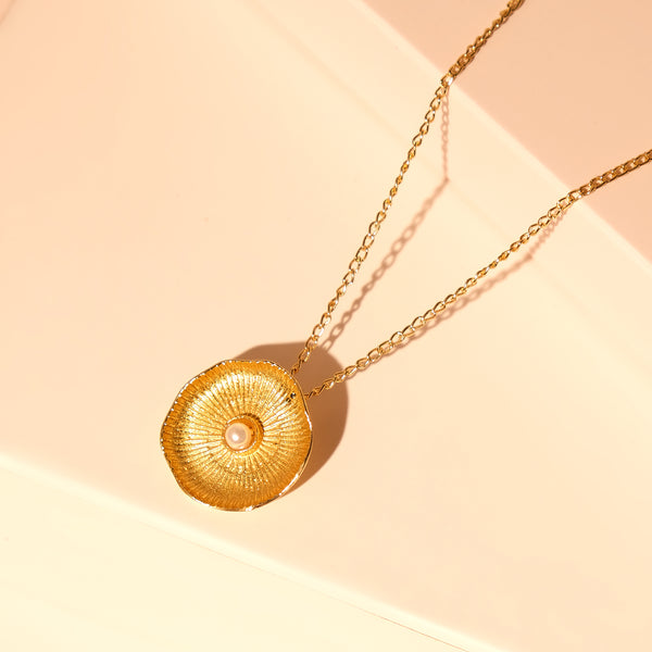 Semi Precious Lotus Pendant Necklace
