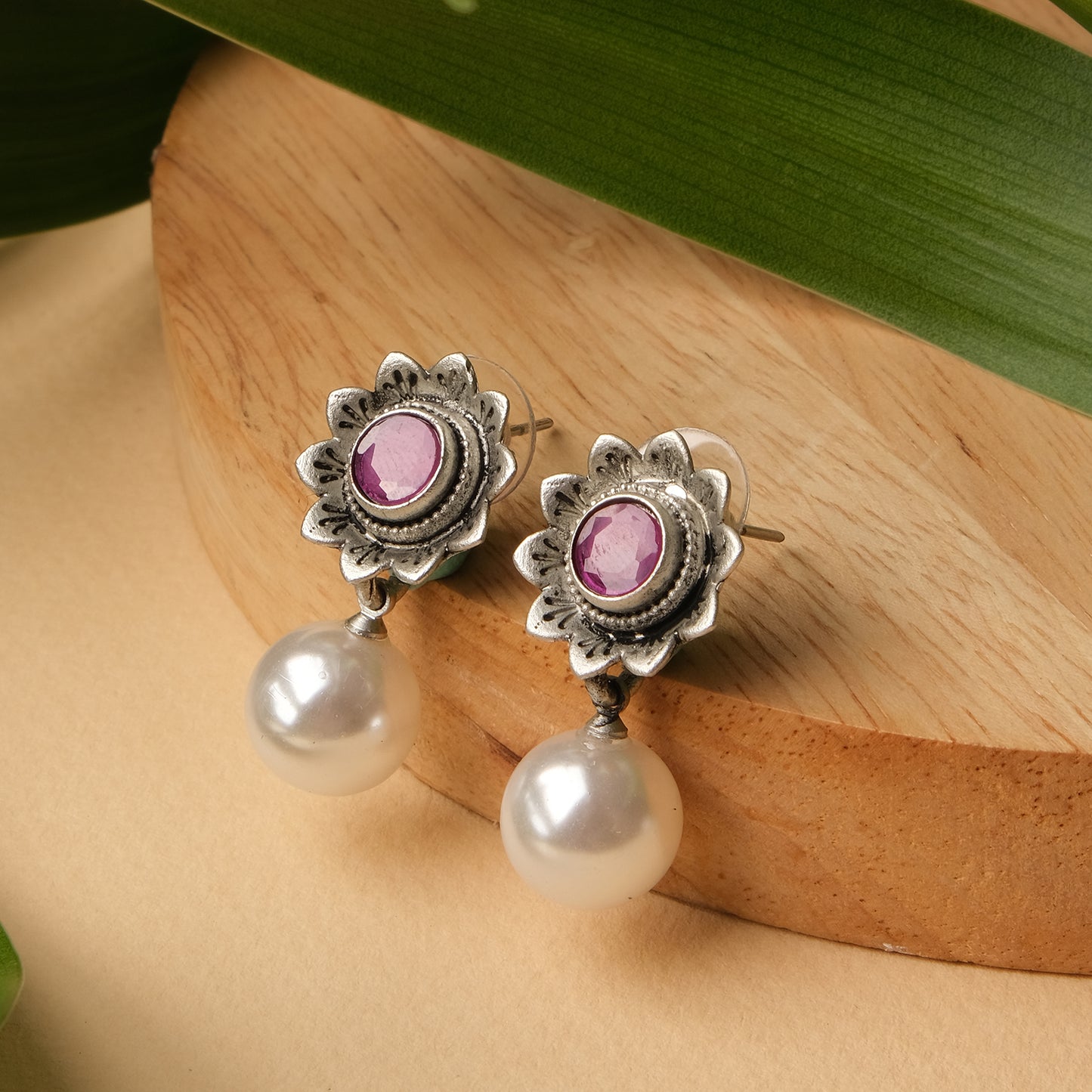 Floral Pearl Drop Earrings