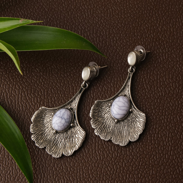 Vintage White Palm Oxidised Earrings