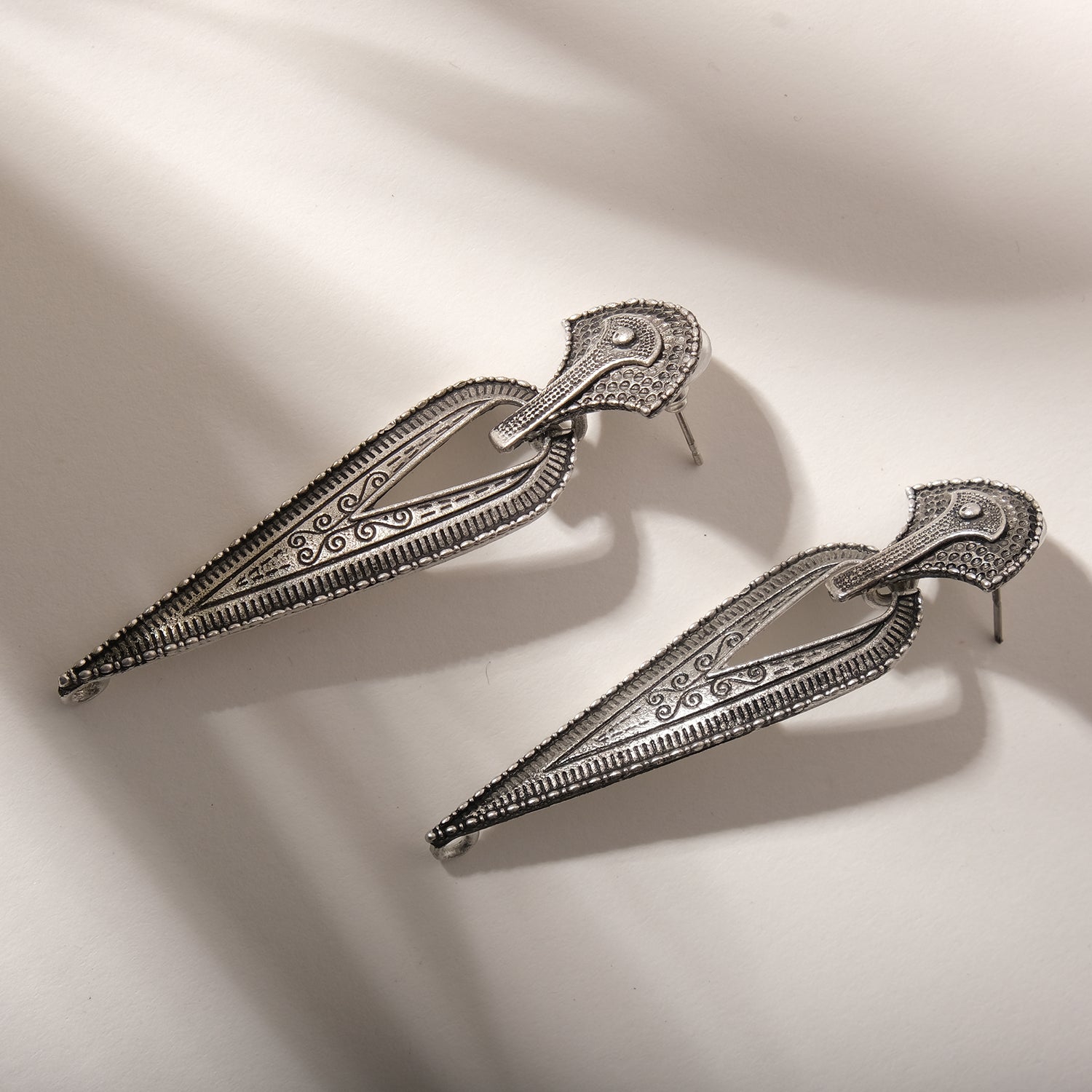 Vintage Triangle Silver Oxidised Earrings