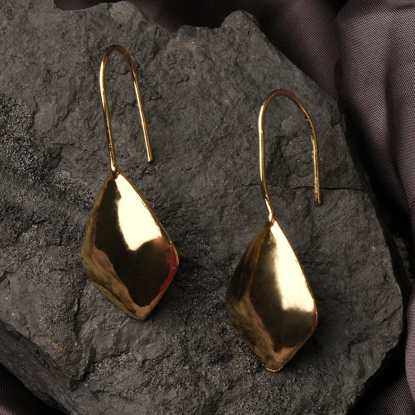 Gold Diamond-Shaped Drop Earrings