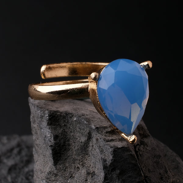 Azure Blue Glass Crystal Ring