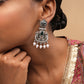 Silver Chandbali Pearl Drop Earrings