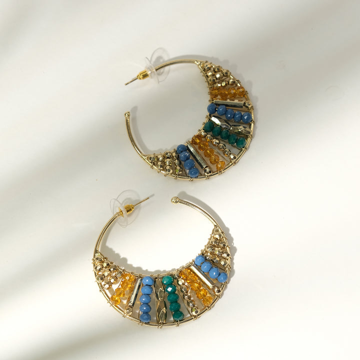 Vibrant Beaded Hoops Earrings