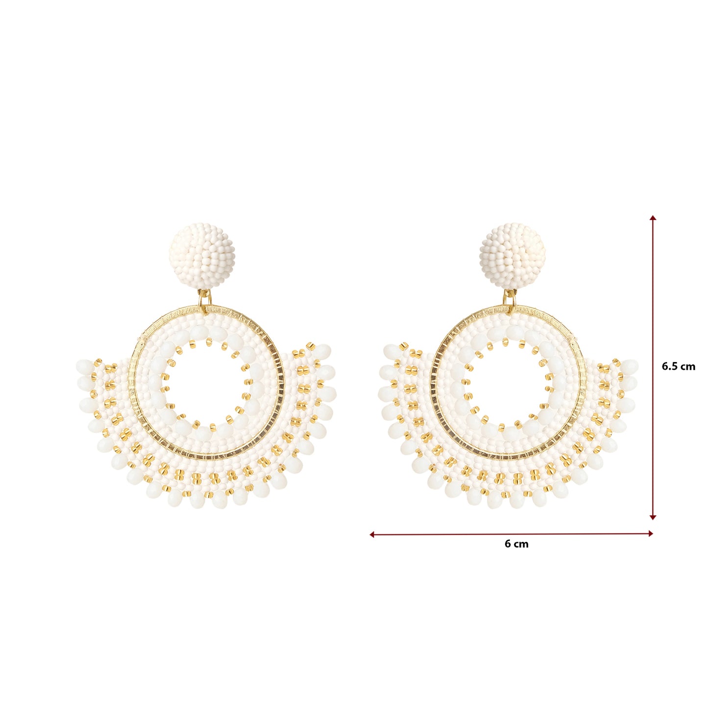 Gold Luster Pearl Beaded Round Earrings