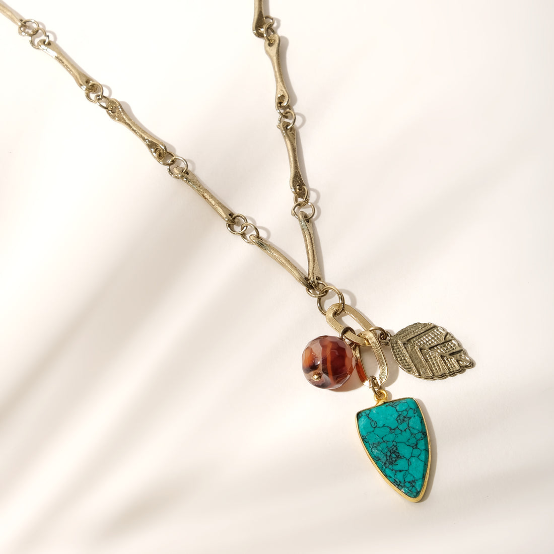 Vintage Charm Semi-Precious Triangle Necklace