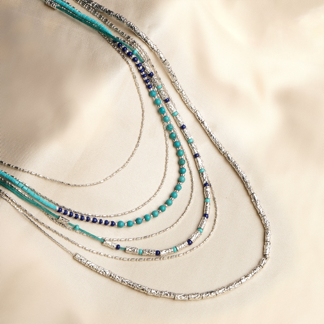 Vintage Silver Turquoise Multi-String Necklace