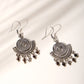 Silver Circular Beads Hook Earrings