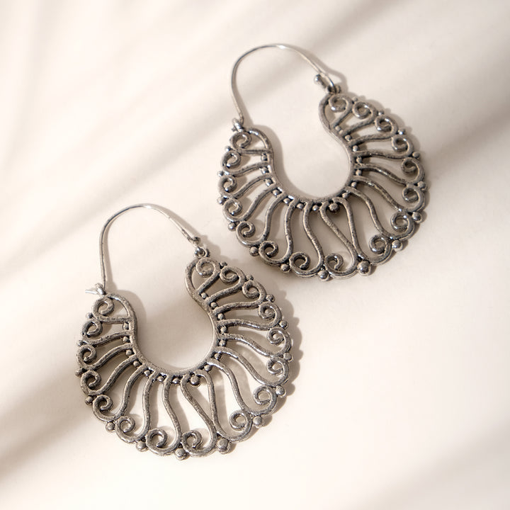 Silver Pattern Hoop Earrings