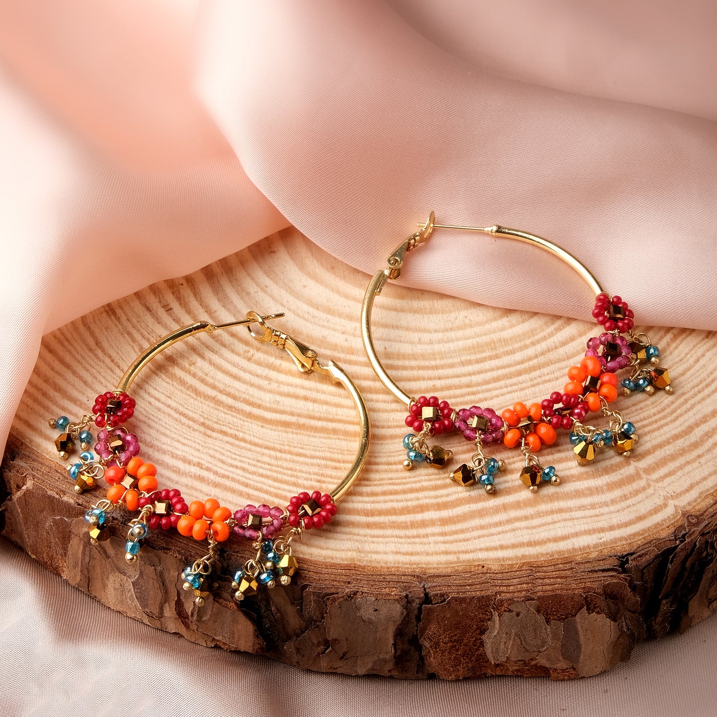 Beads Cascade Hoop Earrings