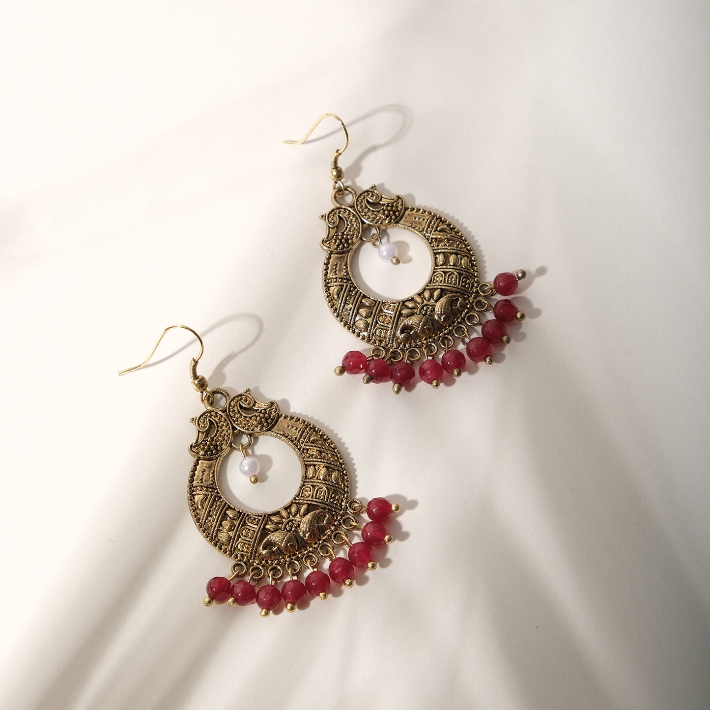 Antique Gold Carved Drop Earrings