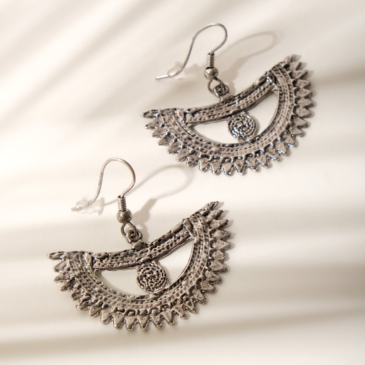 Silver Crescent Hook Earrings