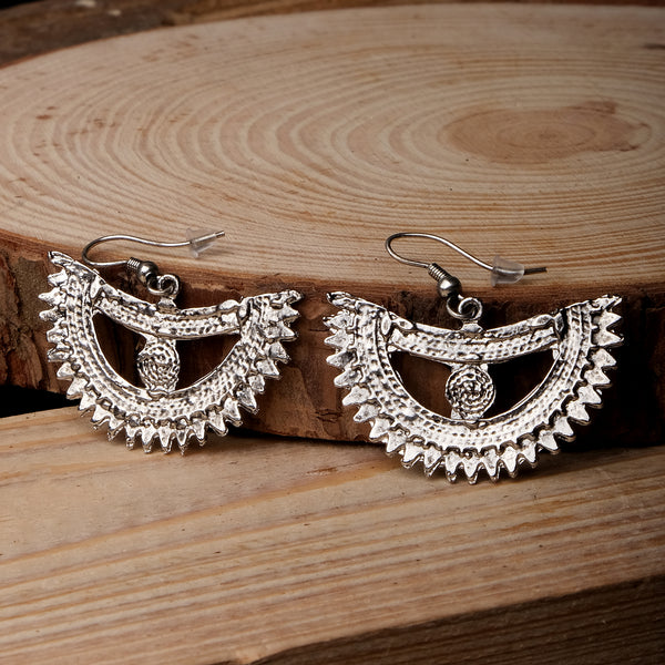 Silver Crescent Hook Earrings