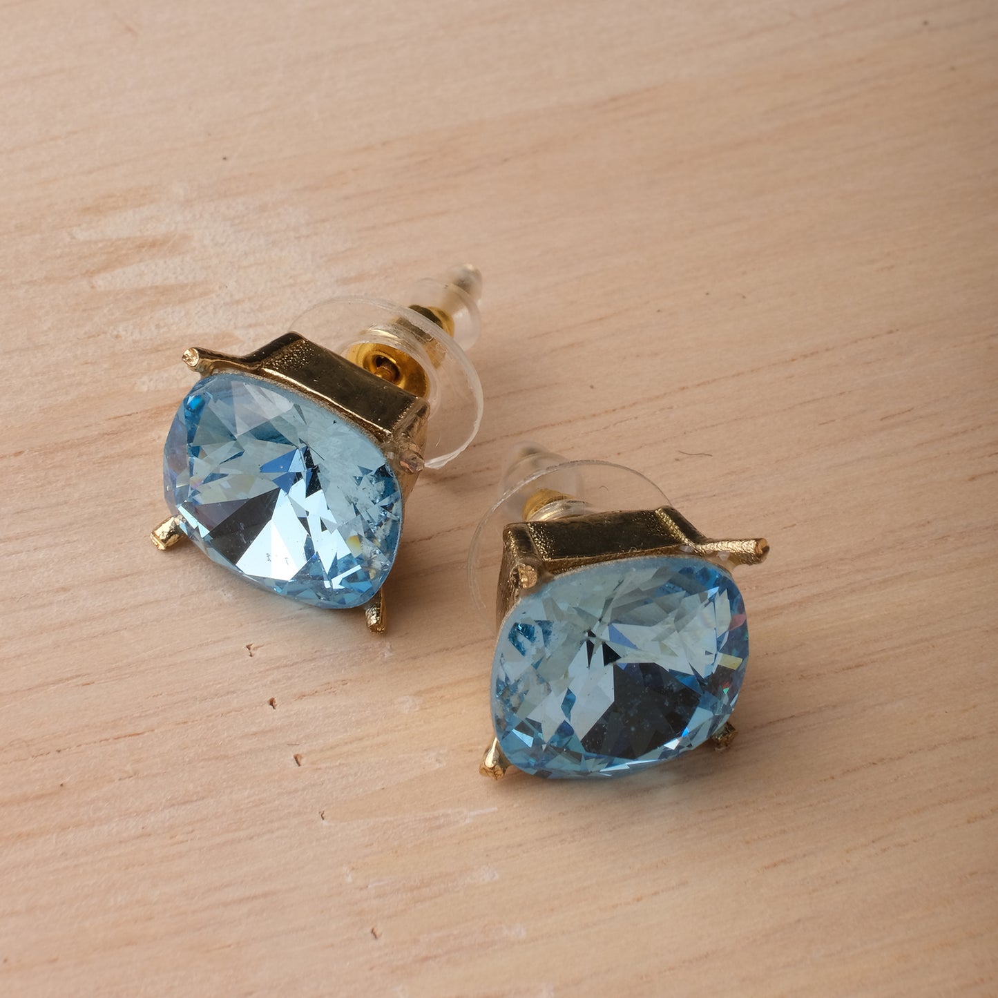 Aqua Opal Stud Earrings