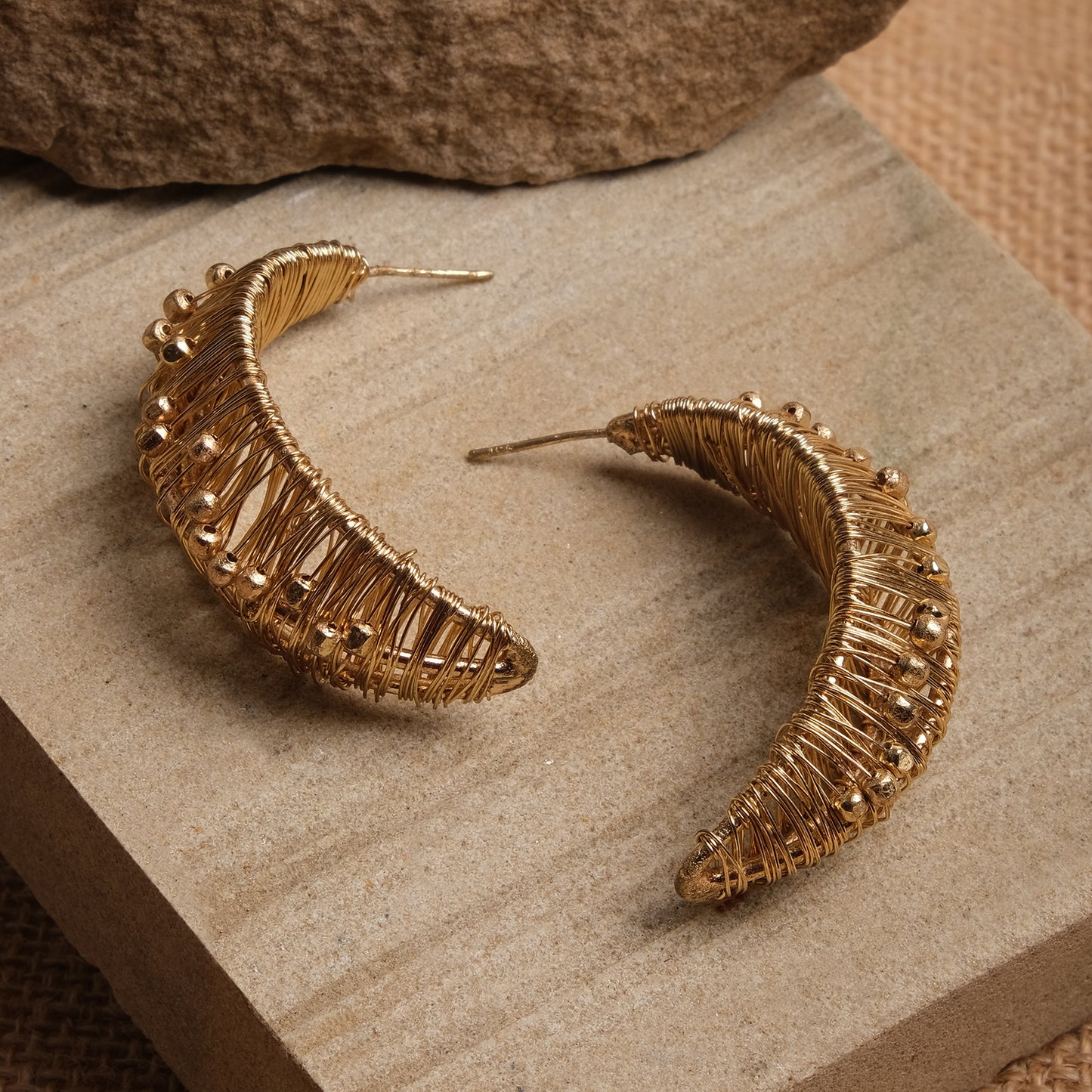 Golden Gleaming Wire Earrings