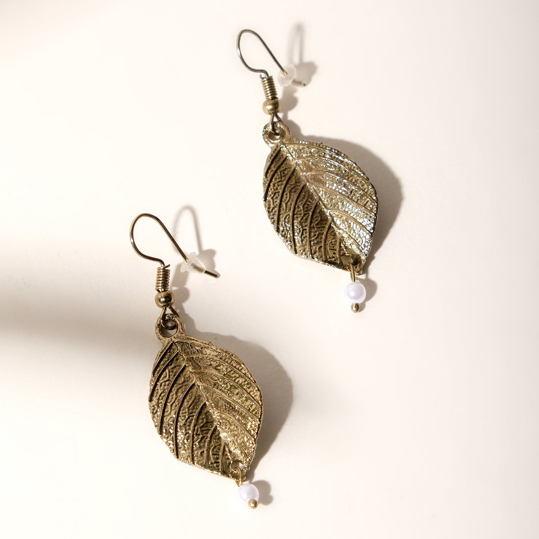 Vintage Leaf Charm Hook Earrings