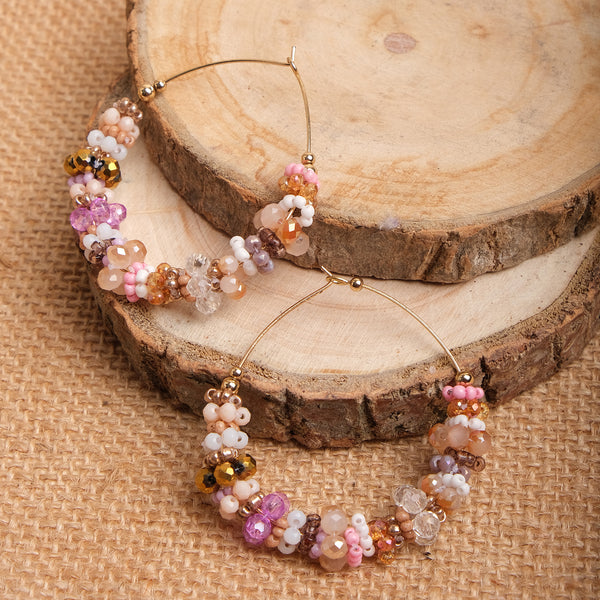 Floral Beads Hoop Earrings