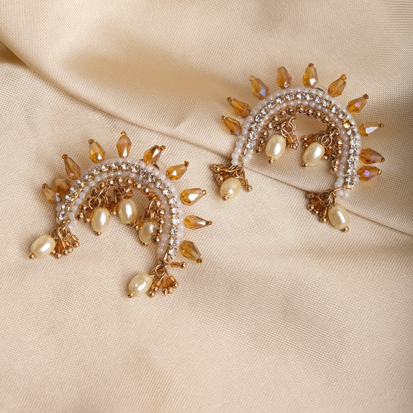 Elegant Pearl Crescent Earrings