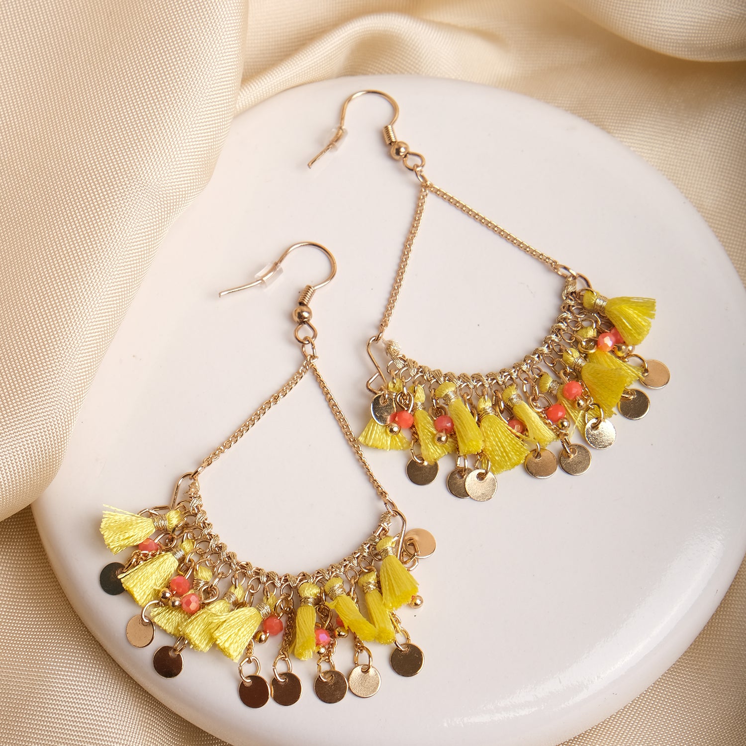 Yellow Dazzle Tassel Earrings
