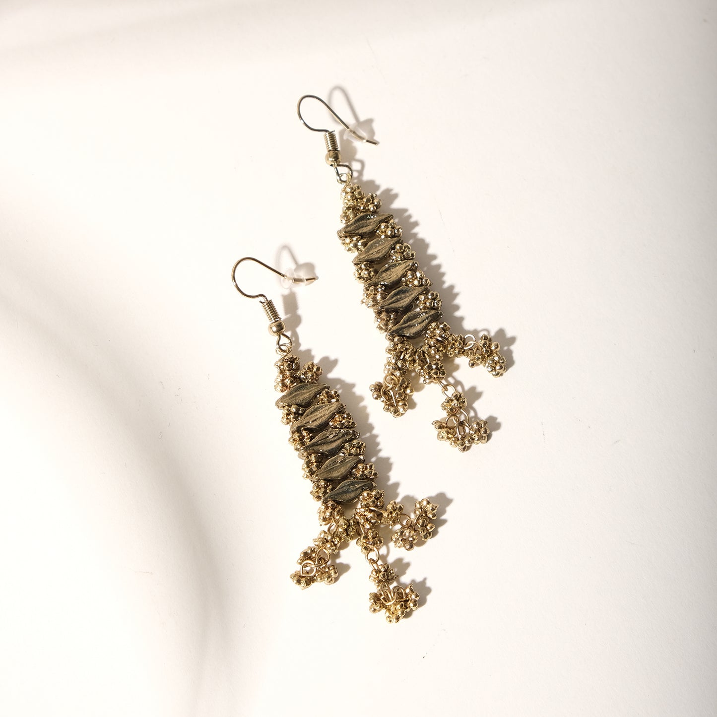 Antique Floral Beads Hook Earrings