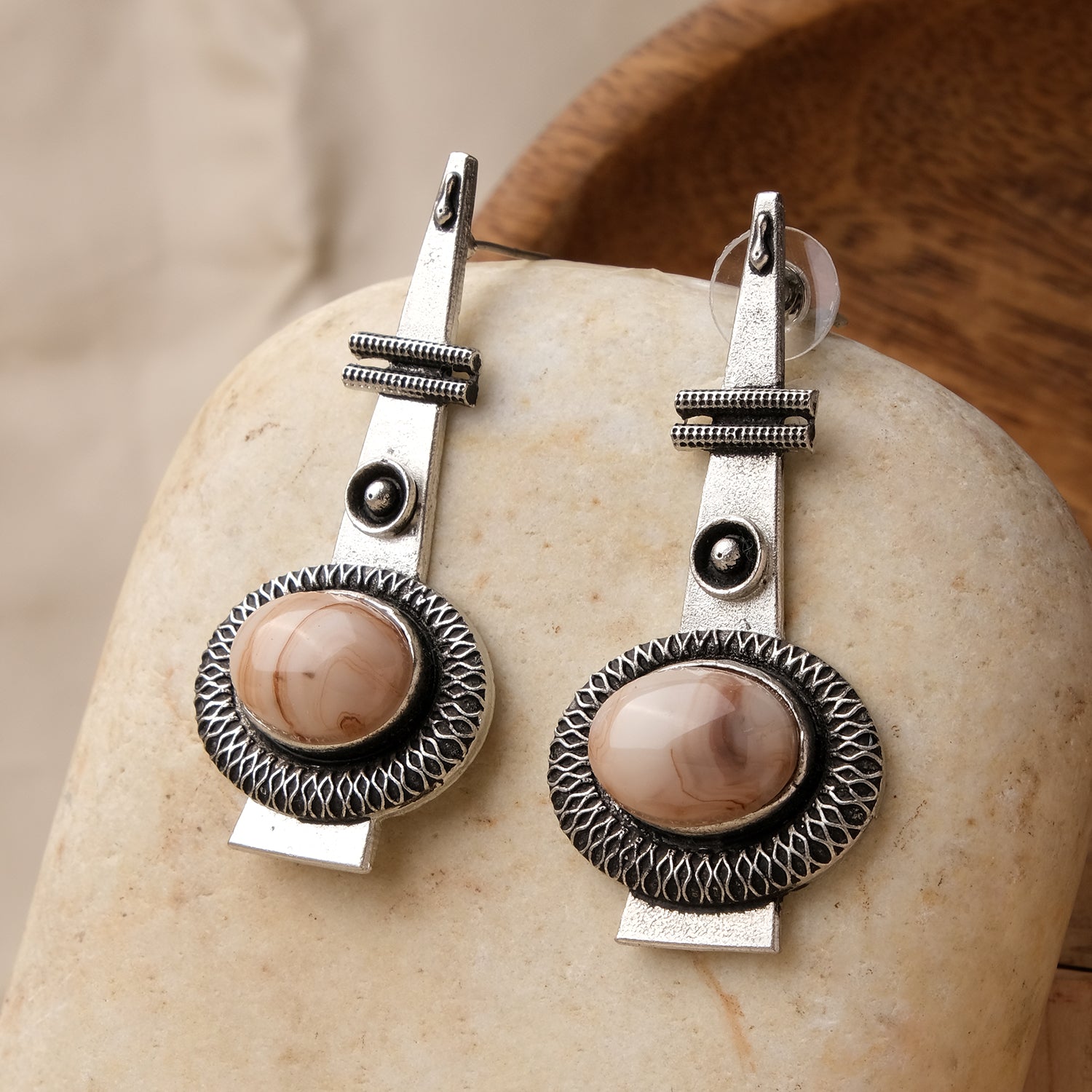 Vintage Tribal Peach Studded Earrings