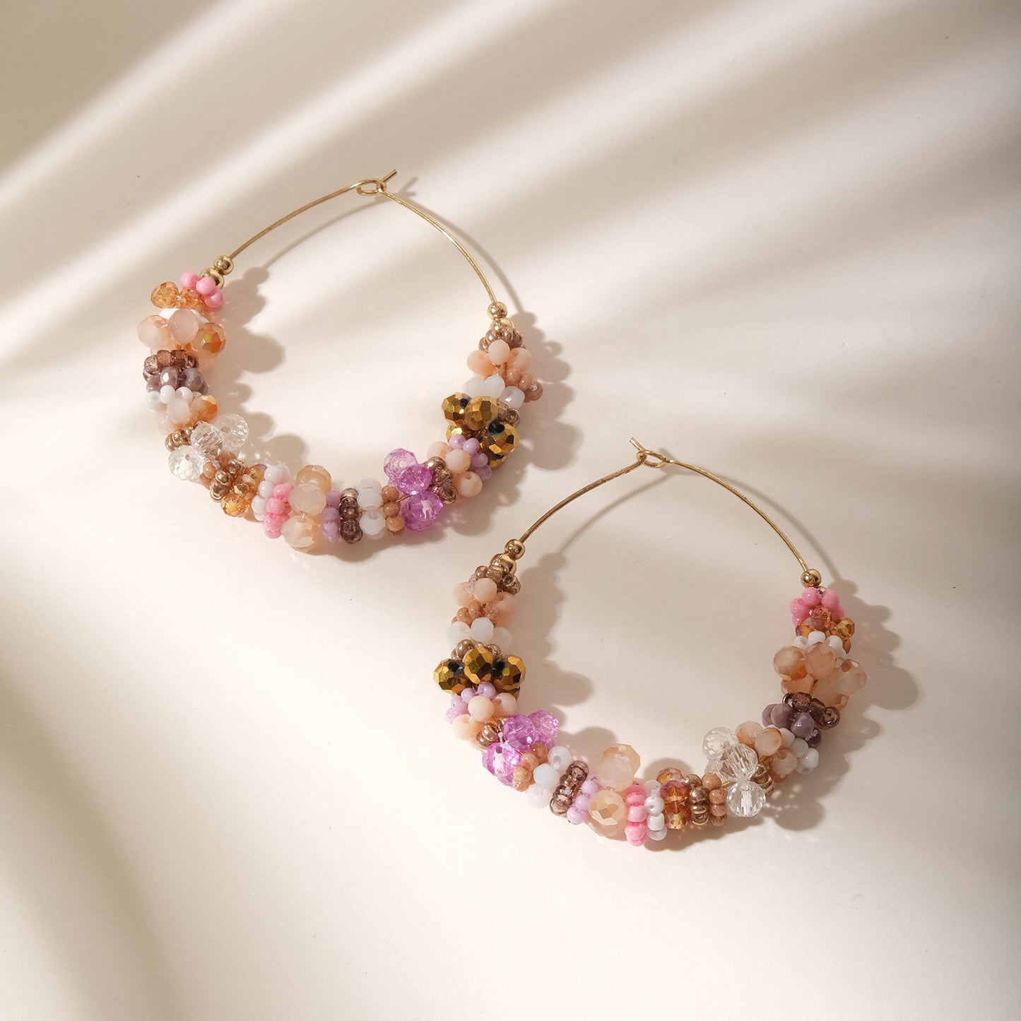 Floral Beads Hoop Earrings