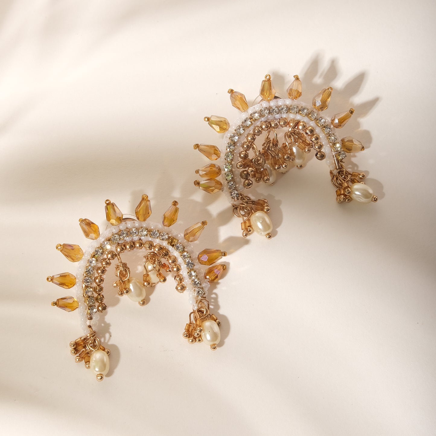 Elegant Pearl Crescent Earrings
