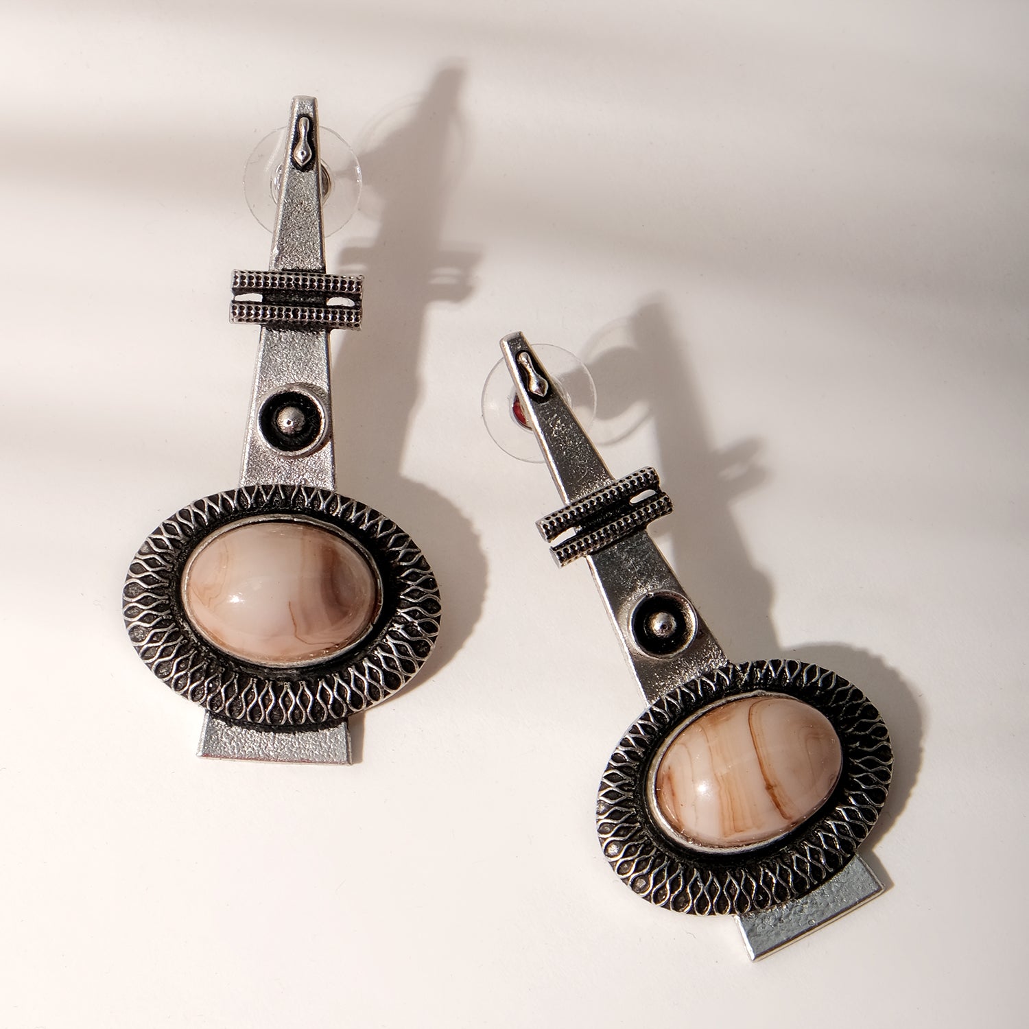 Vintage Tribal Peach Studded Earrings