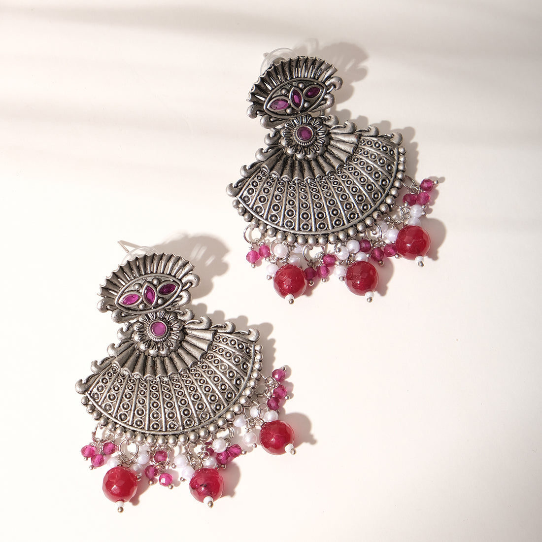 Sharvya Beaded Oxidised Earrings