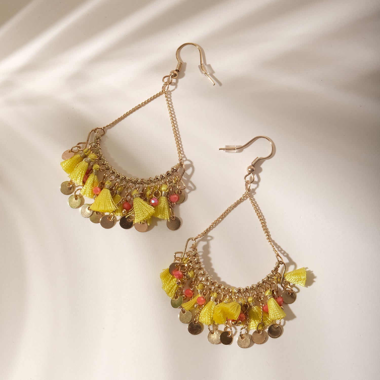 Yellow Dazzle Tassel Earrings